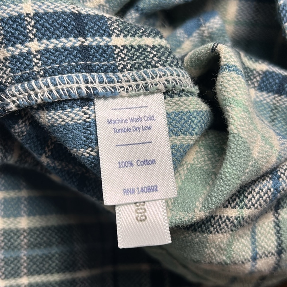 Marine Layer Classic Fit Long Sleeve Selvage Shirt in White/Blue Plaid Large - Picture 7 of 7